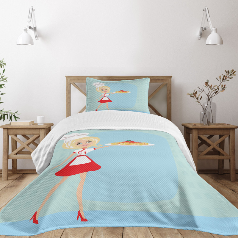 Blonde Chef with Spaghetti Bedspread Set