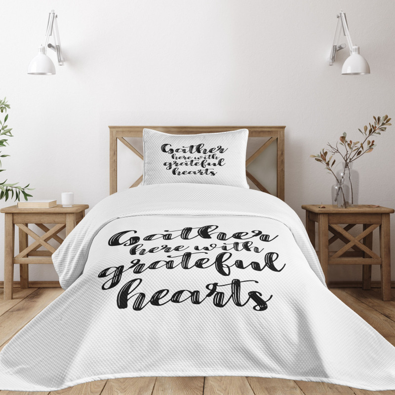 Modern Hand Written Words Bedspread Set