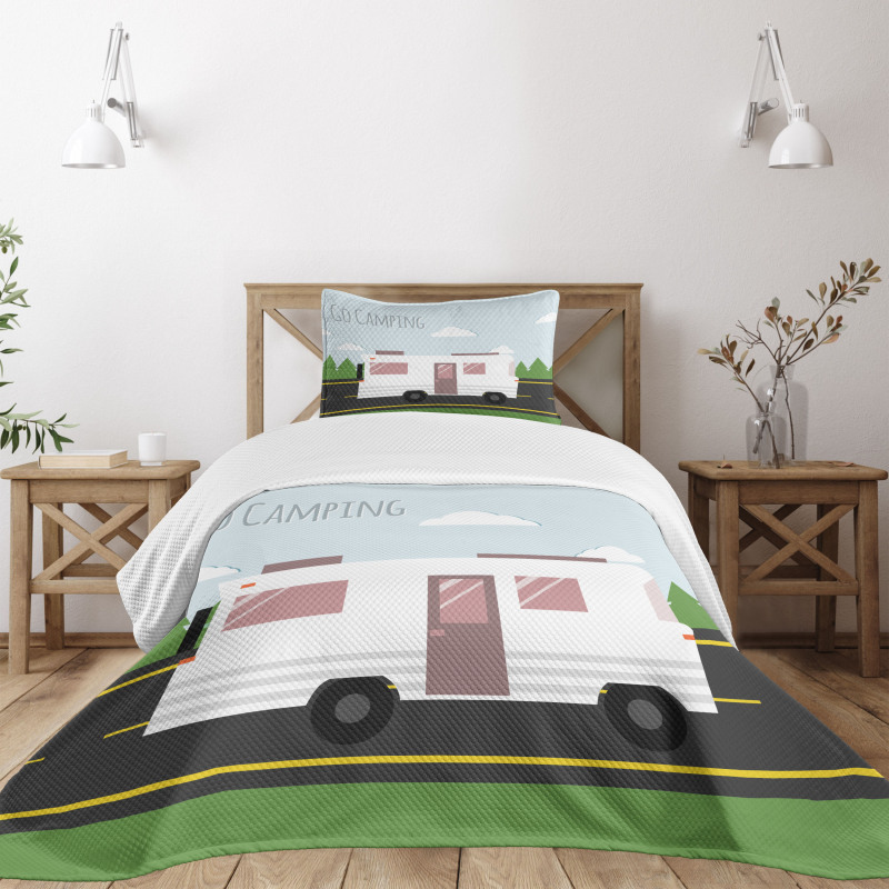 Go Camping Words with a Truck Bedspread Set