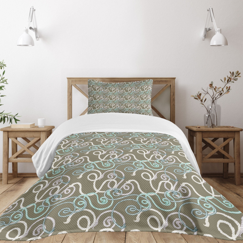 Hand-drawn Style Swirl Ropes Bedspread Set