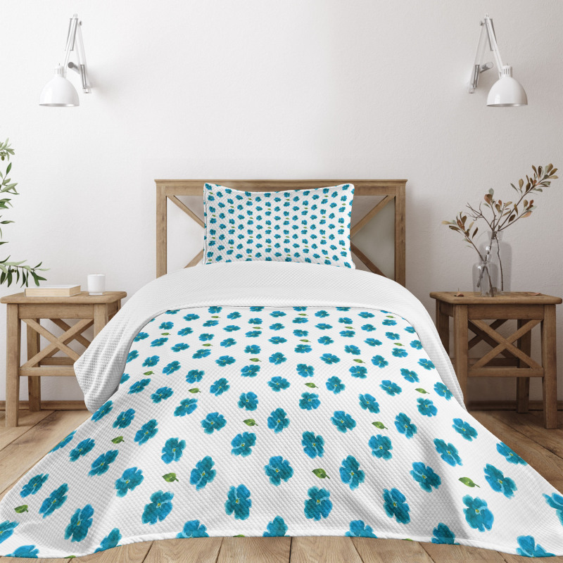 Watercolor Forget-Me-Not Bedspread Set