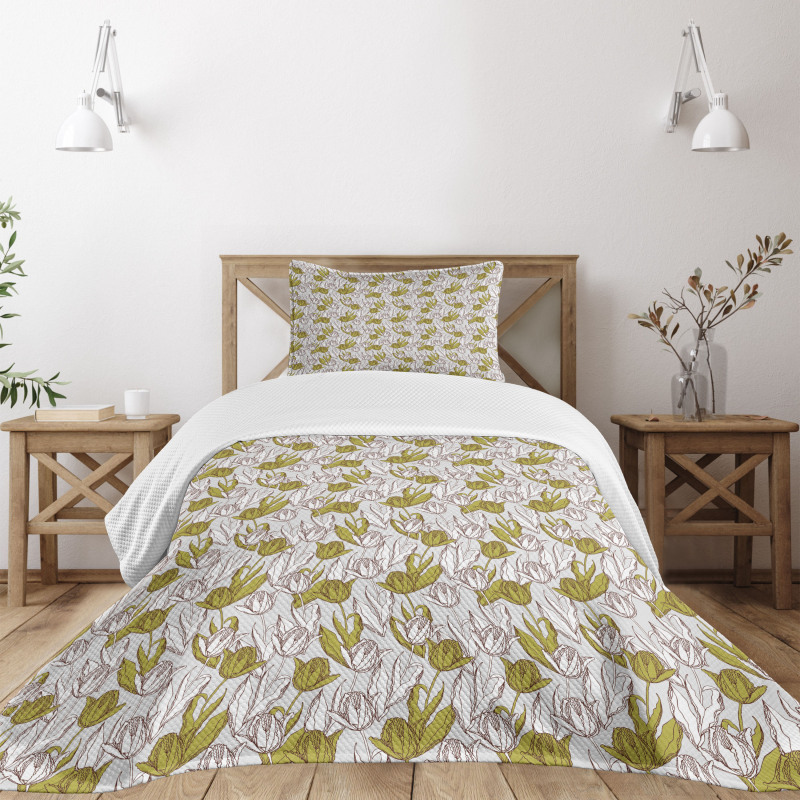 Bouquets Gardening Theme Leaf Bedspread Set