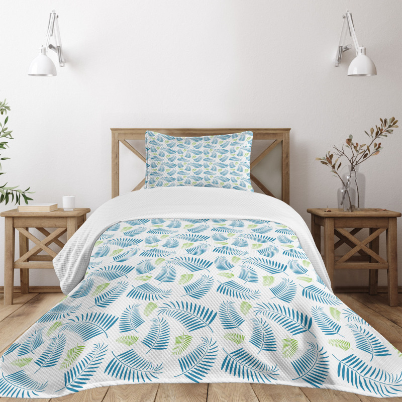 Palm Tree Leaves Pattern Bedspread Set