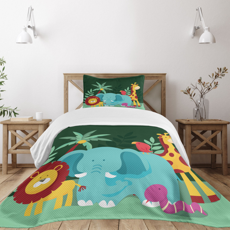 Nursery Jungle Composition Bedspread Set