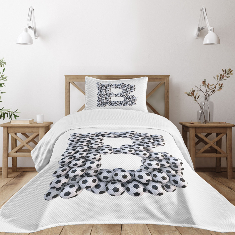 Monochrome Footballs Bedspread Set