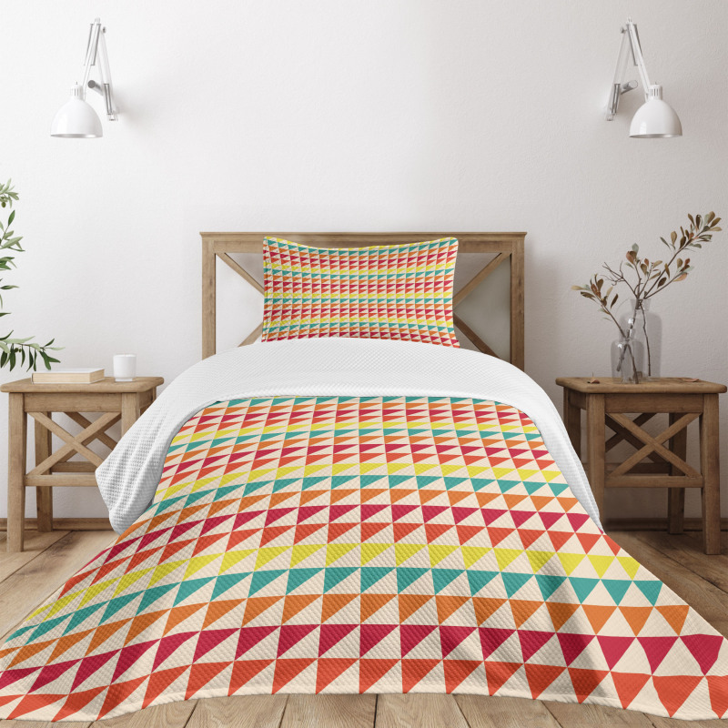 Pixelized Vivid Triangles Bedspread Set