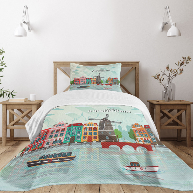 Colorful Houses Waterside Bedspread Set