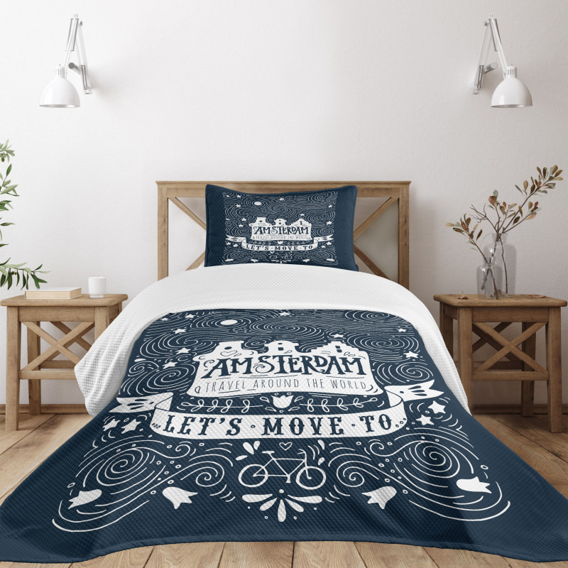 Travel Words with Stars Bedspread Set