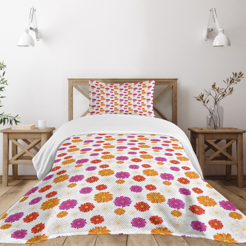 Vibrant Color Blossoms Bedspread Set