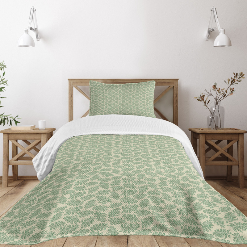 Exotic Foliage on Beige Color Bedspread Set