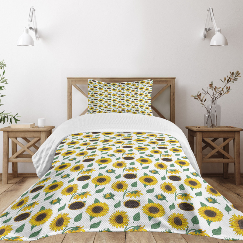 Hand-drawn Floral Art Bedspread Set