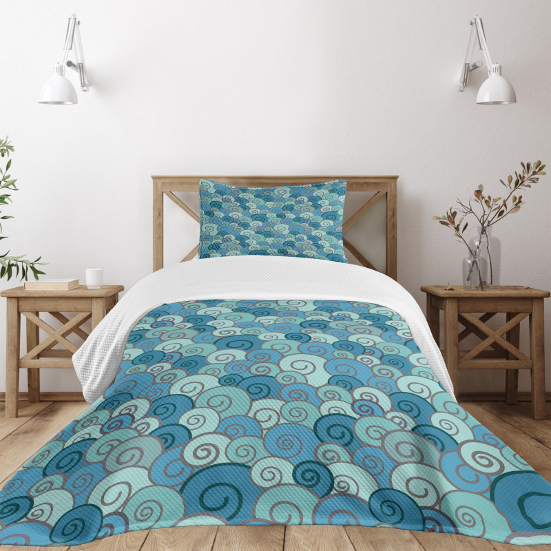 Waves in the Ocean Doodle Bedspread Set