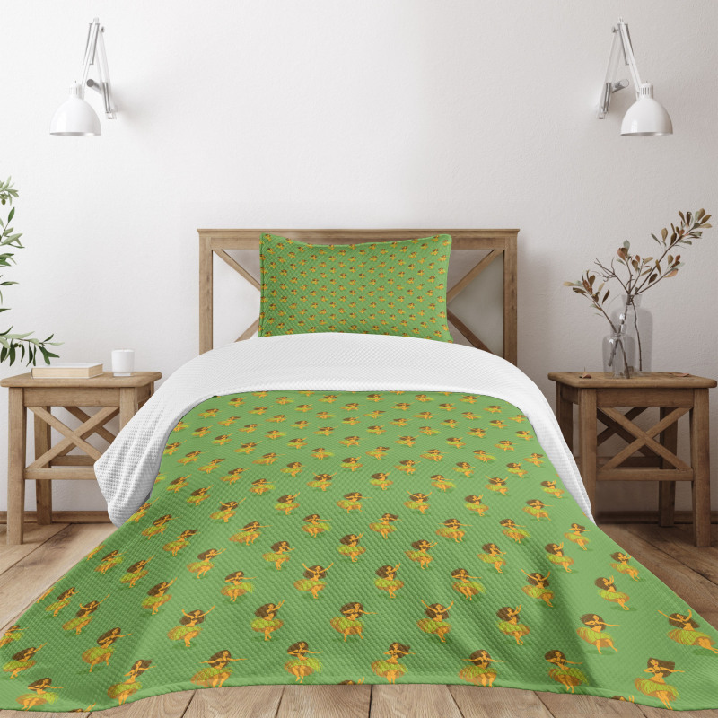 Girls Dancing Grass Skirts Bedspread Set