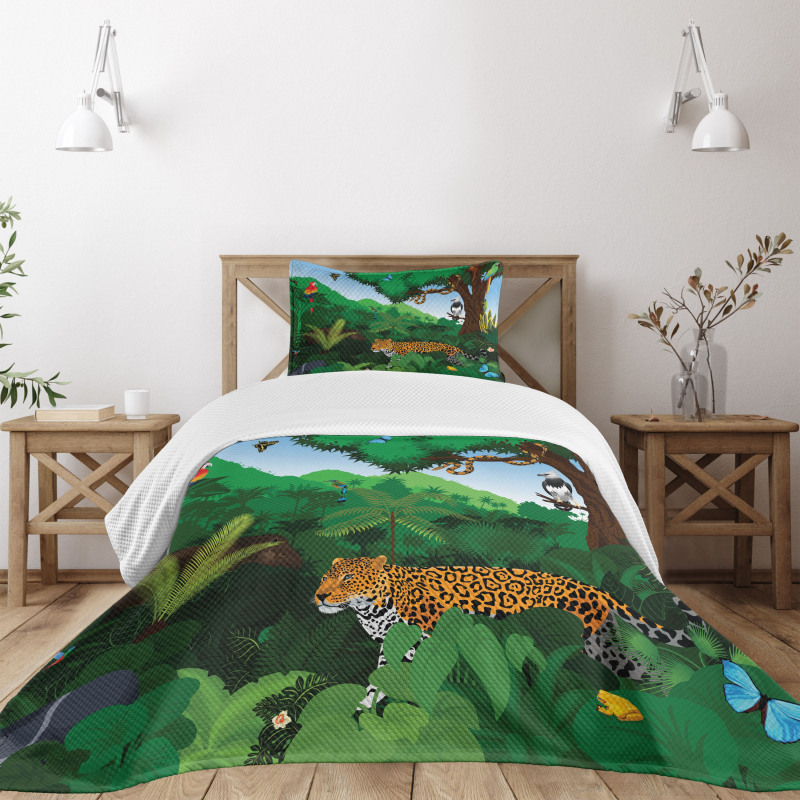 Exotic Birds with Snakes Bedspread Set