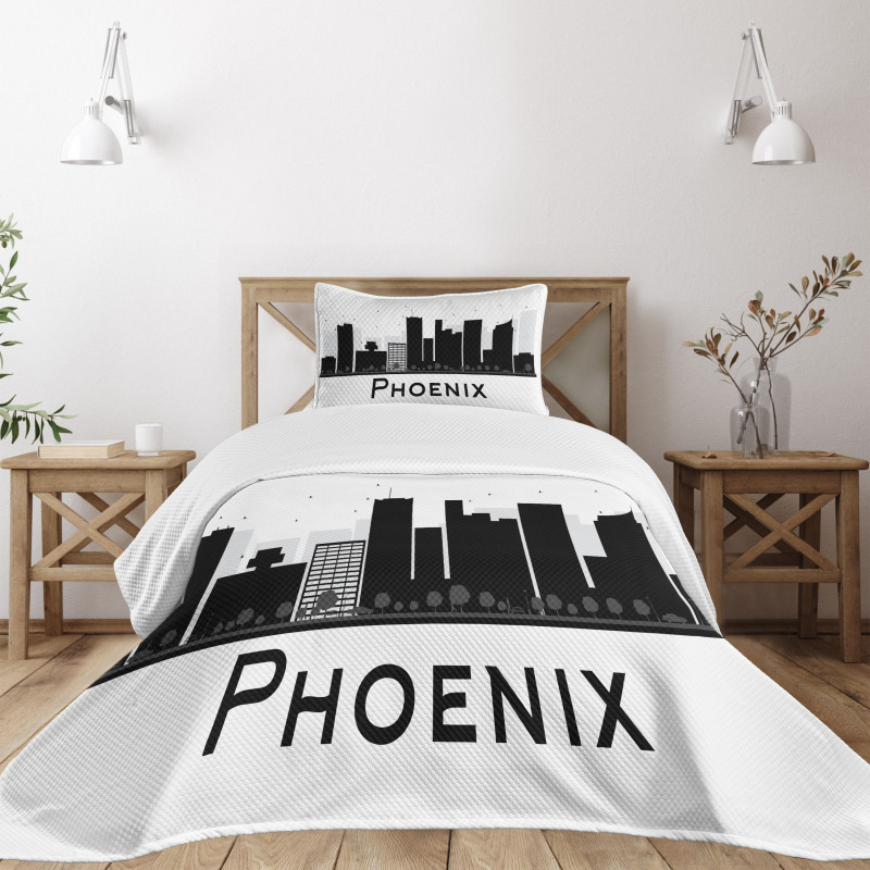 City Silhouette Skyscrapers Bedspread Set