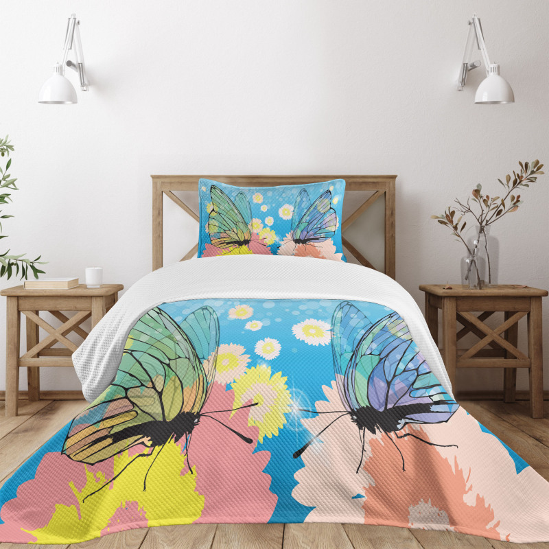 Butterflies on Flowers Bedspread Set