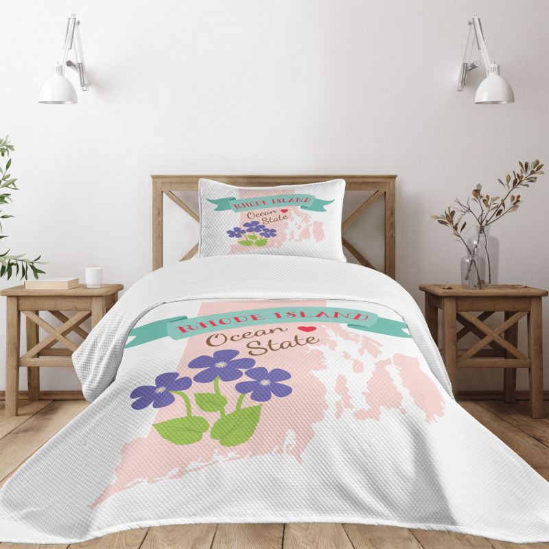 Retro Design State Map Bedspread Set