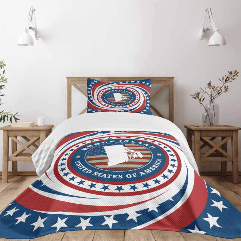 Swirled Stars and USA Bedspread Set