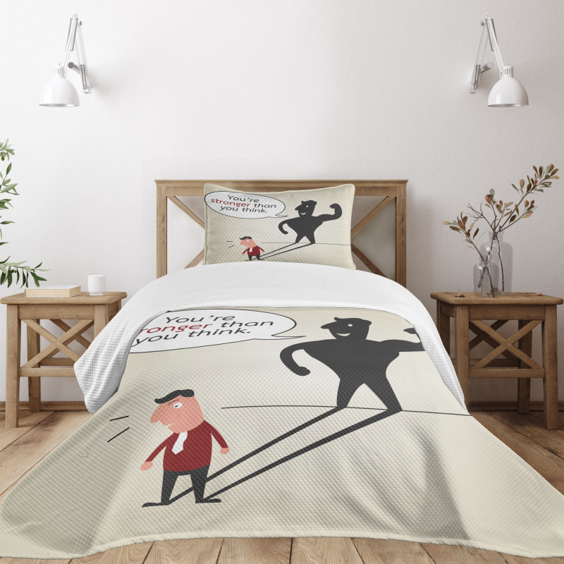 Shadow of a Man Comic Style Bedspread Set