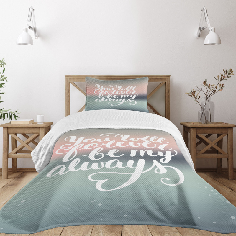 Pastel Tones Romantic Words Bedspread Set