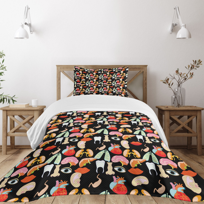 Human Parts Organs Pattern Bedspread Set