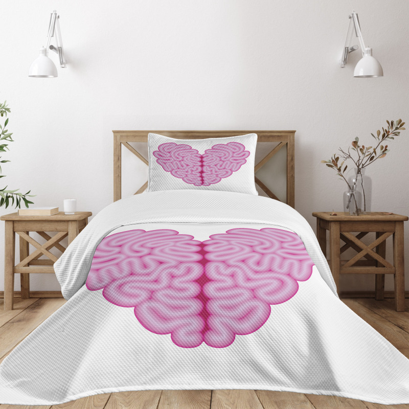 Brain Look Simple Heart Bedspread Set