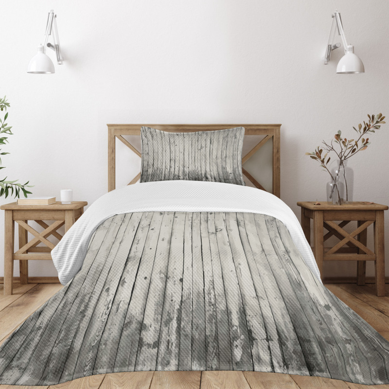 Grunge Art Vertical Planks Bedspread Set