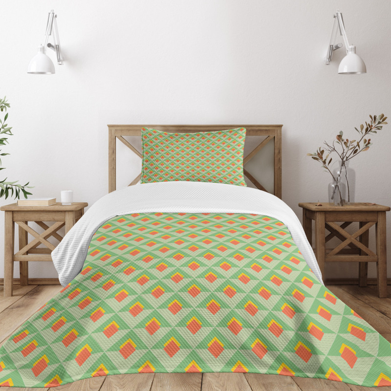 Vivid Rhombus Pattern Line Bedspread Set