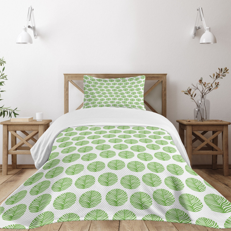 Green Spring Leaf Bedspread Set