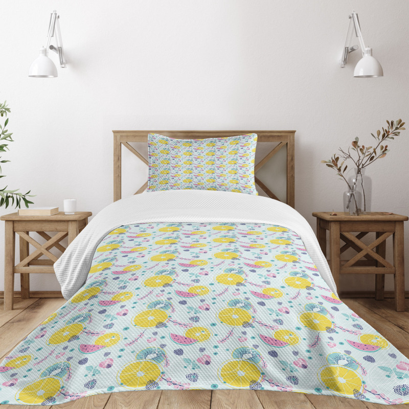 Abstract Vegan Food Design Bedspread Set