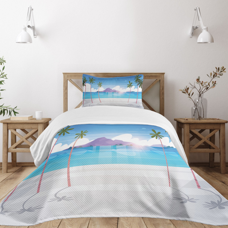 Summer Seaside with Palms Bedspread Set