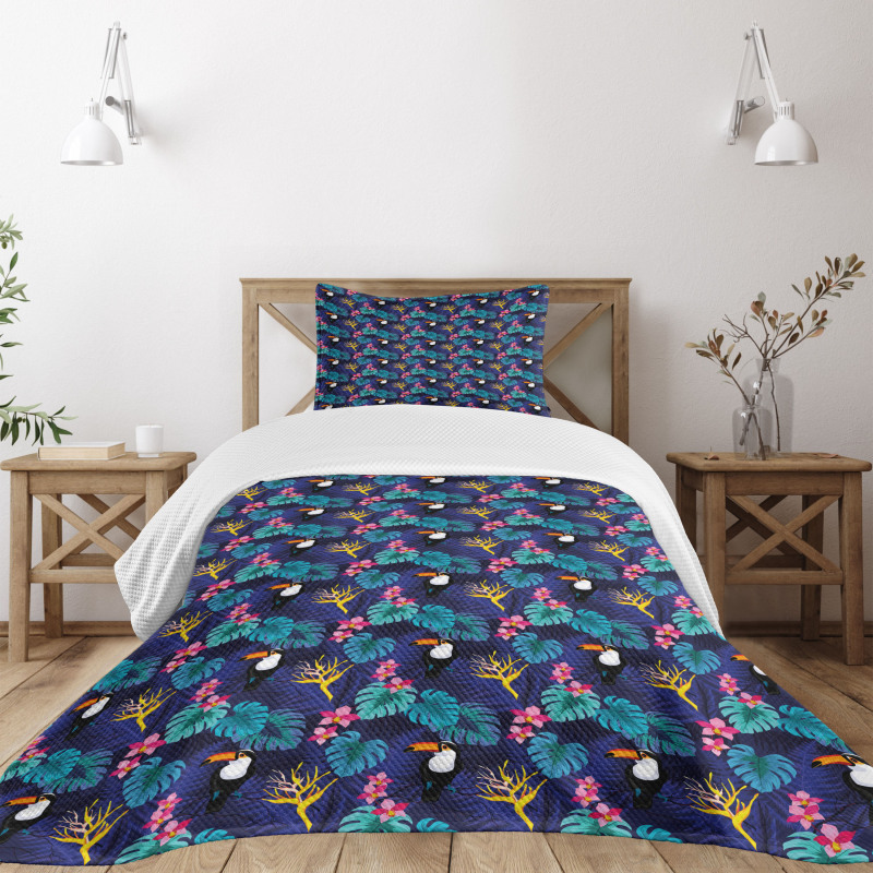 Tropical Island Nature Toucan Bedspread Set