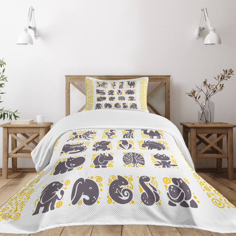 Grey Animal Bedspread Set