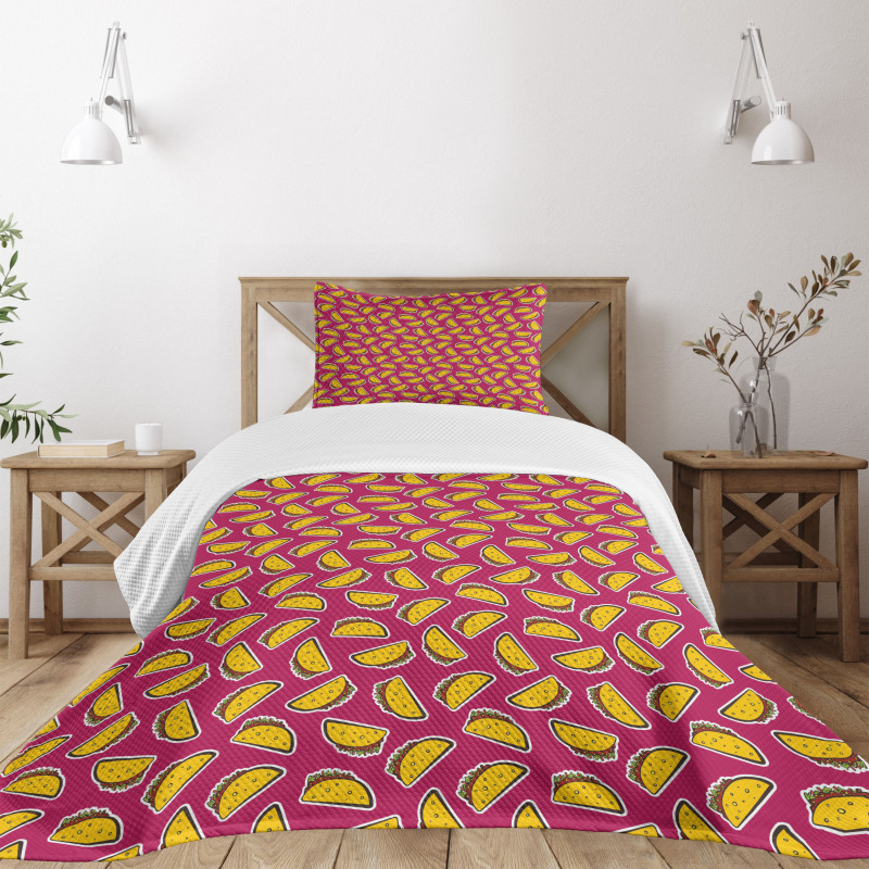 Cartoon Pop Art Taco Bedspread Set