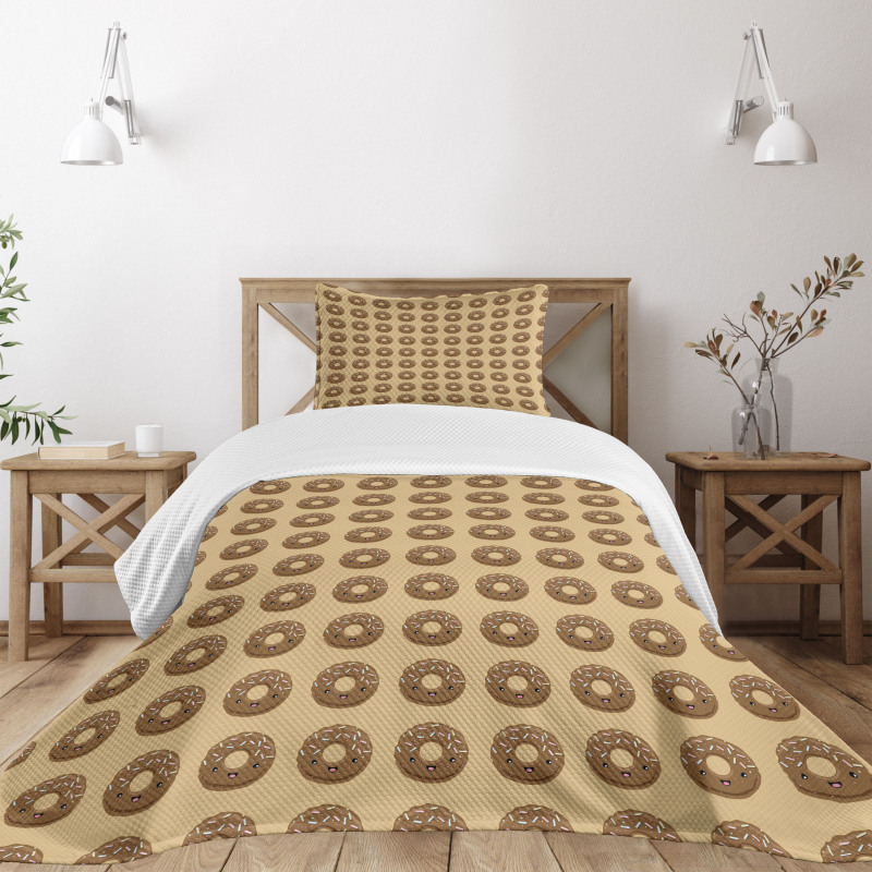 Cocoa Glazed Donuts Bedspread Set