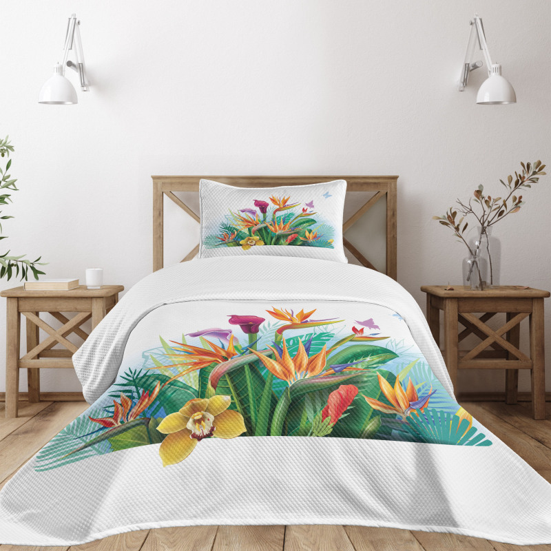 Exotic Flower Strelitzia Bedspread Set