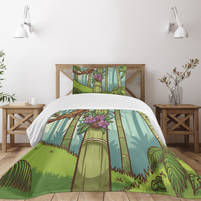 Colorful Jungle Cartoon Bedspread Set