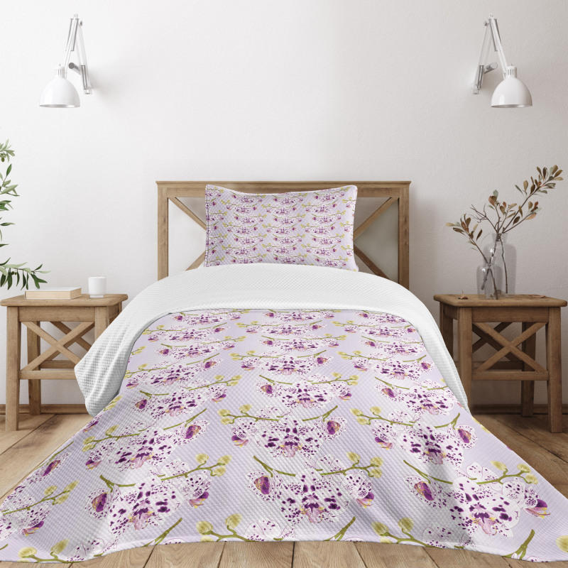 Purple Dots Blooms Exotic Bedspread Set