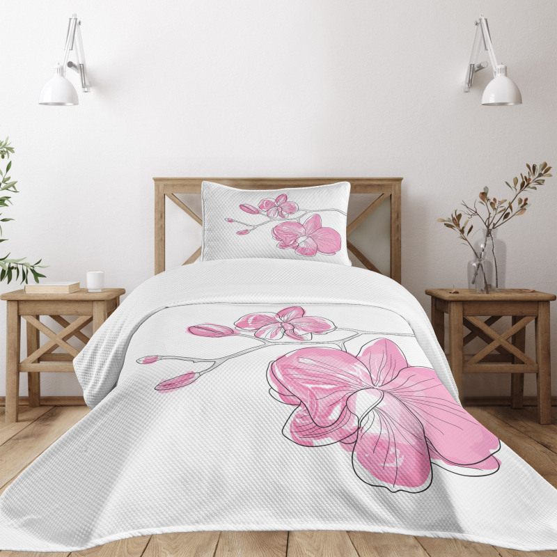 Simple Hand-drawn Flowers Bedspread Set