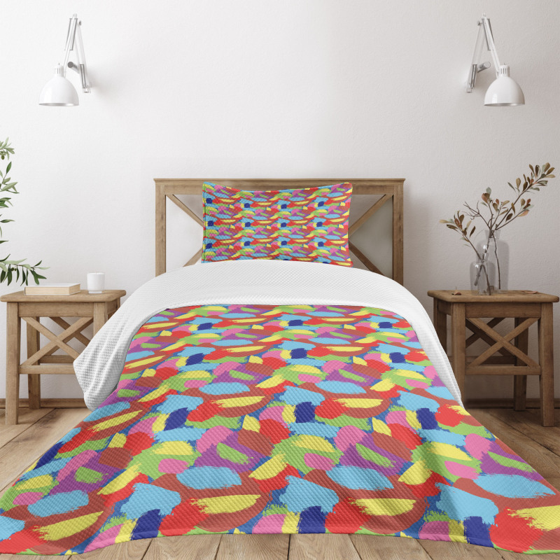 Grunge Paint Brush Strokes Bedspread Set