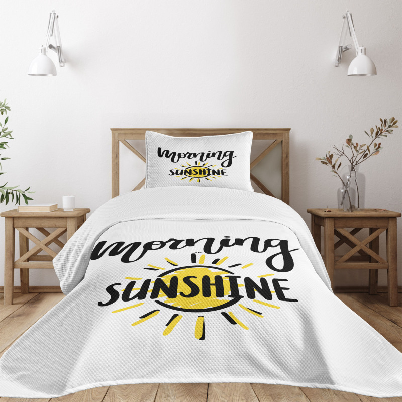 Doodle Morning Sunshine Text Bedspread Set