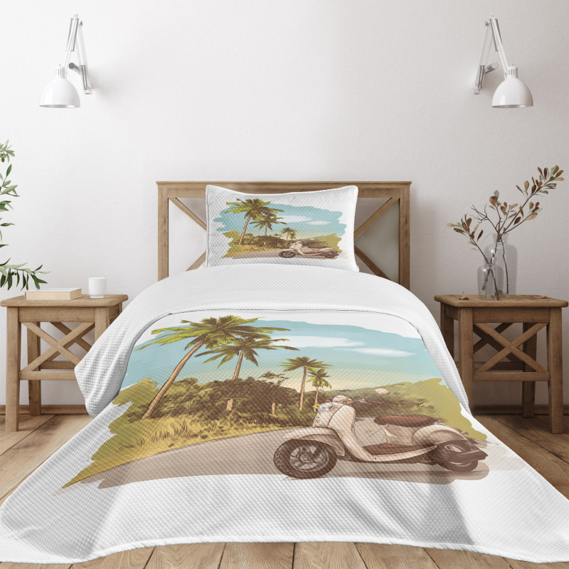Vintage Scooter in Jungle Bedspread Set