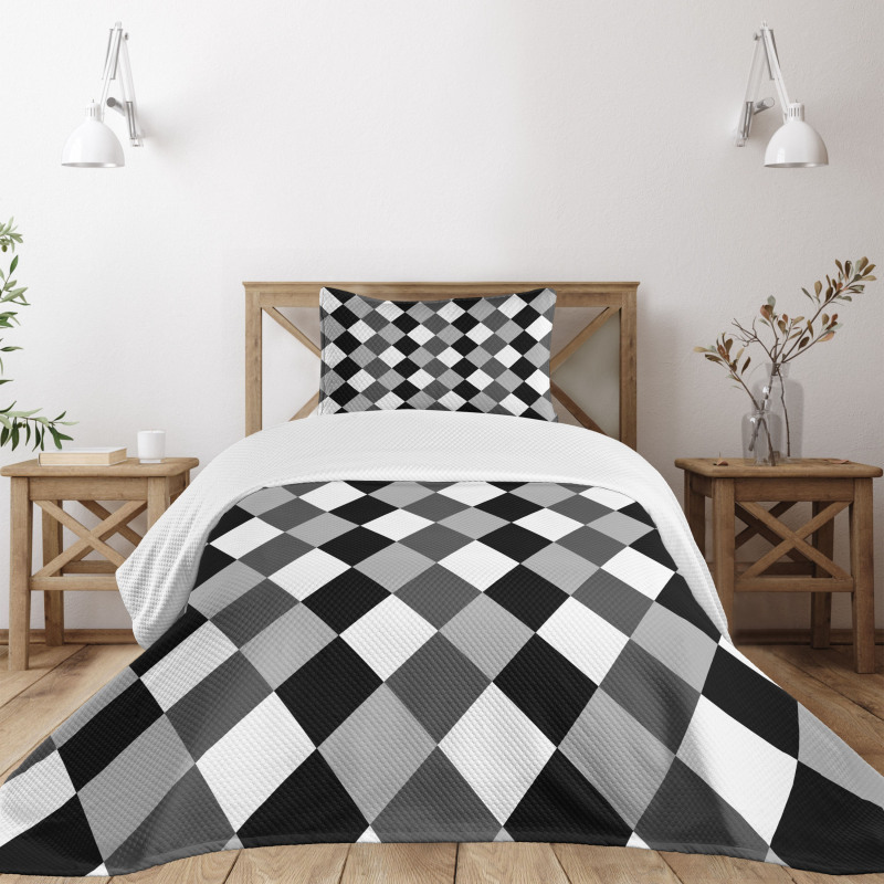Black and White Rhombus Bedspread Set