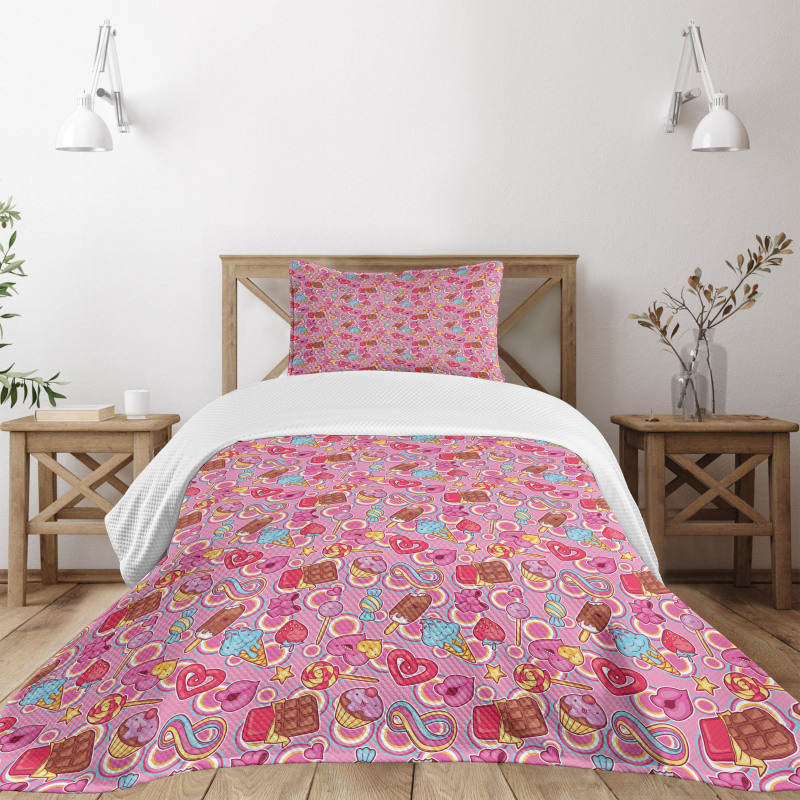 Cartoon Style Colorful Design Bedspread Set