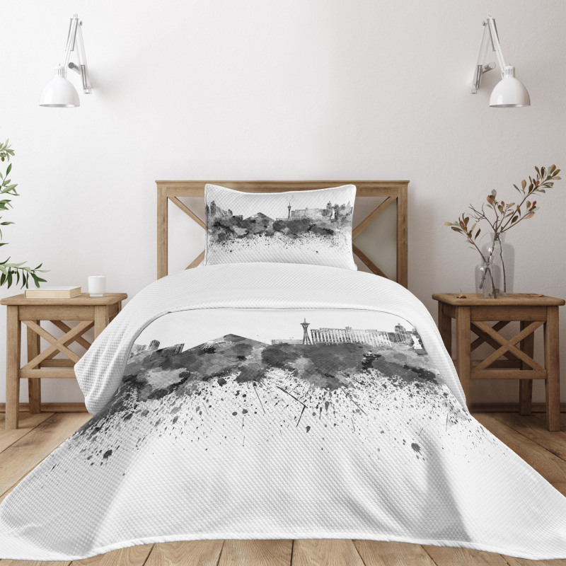 Monochrome Vegas Skyline Bedspread Set