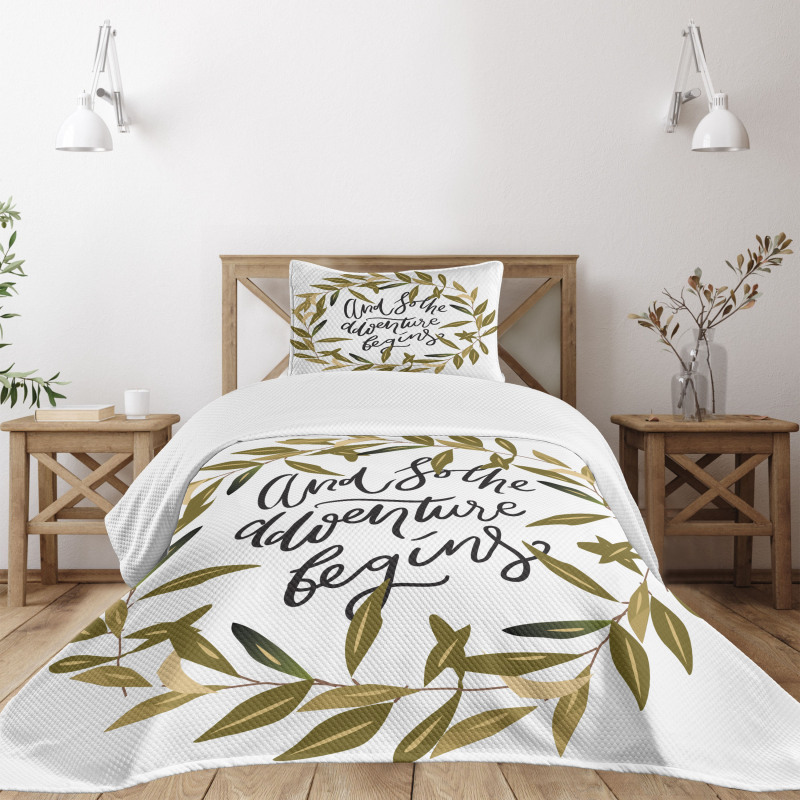 Wreath Frame Foliage Leaves Bedspread Set