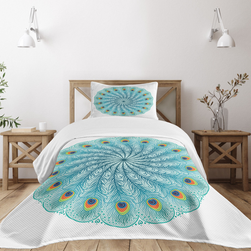 Peafowl Feathers Bedspread Set