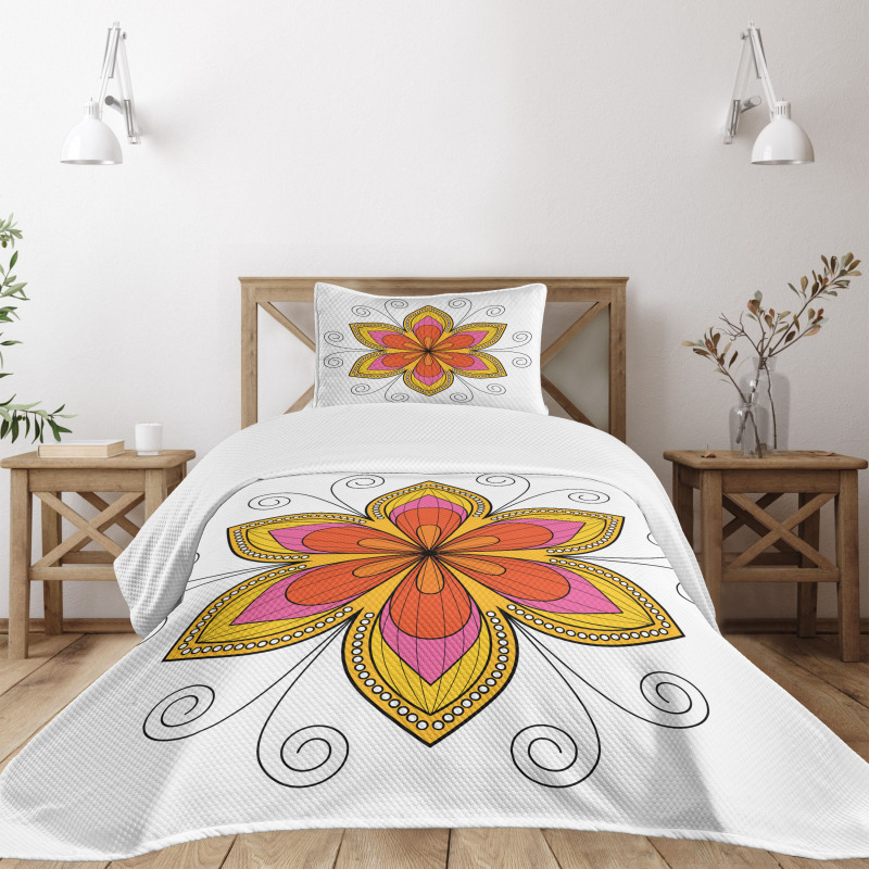 Flower Pattern Swirl Bedspread Set