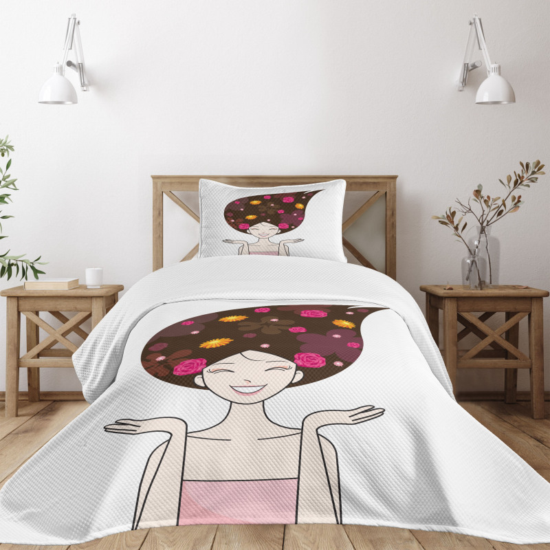 Anime Inspired Woman Bedspread Set