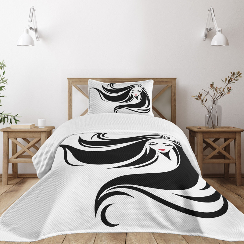 Stencil Art Woman Bedspread Set